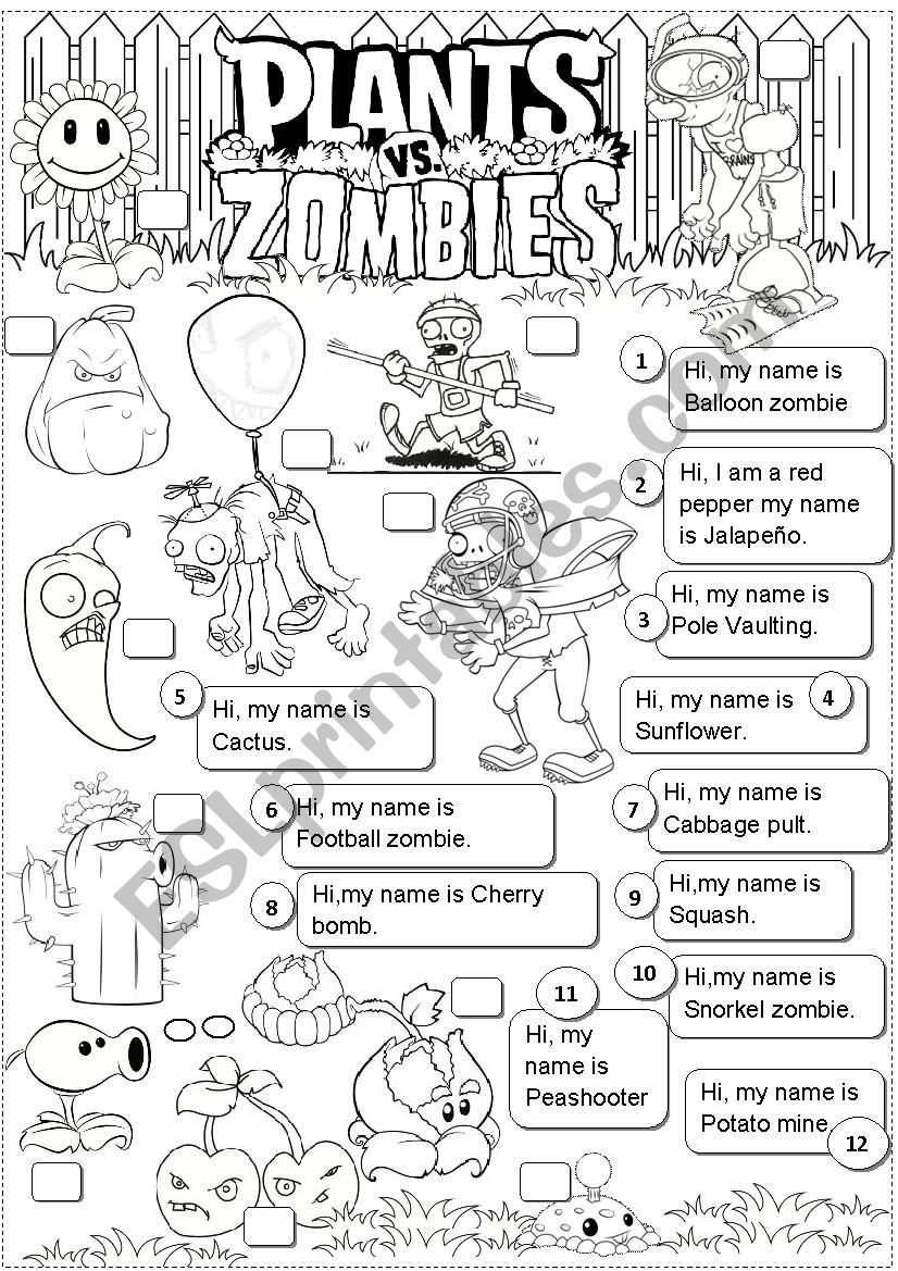 plants vs zombies worksheet