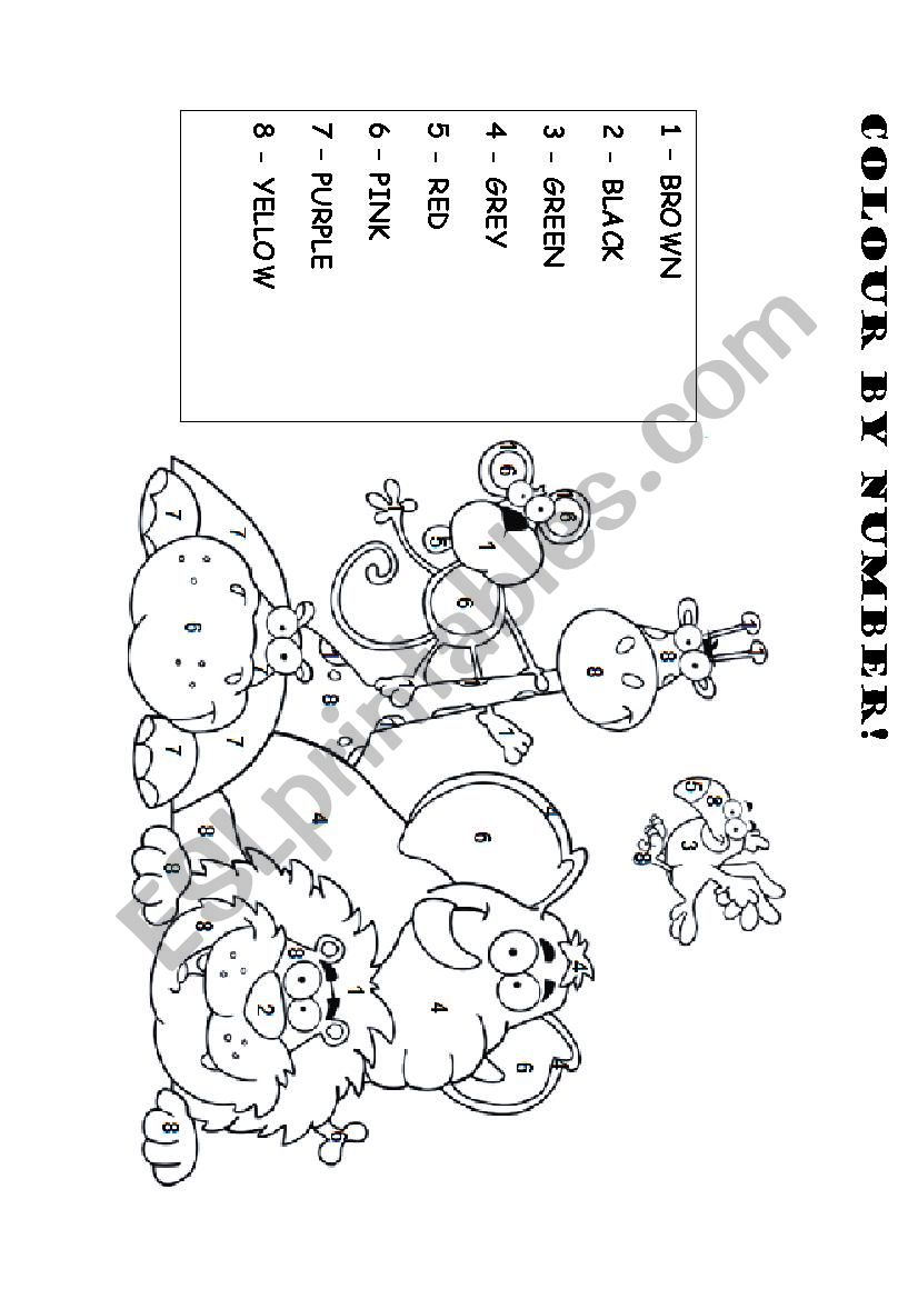 Colour by numbers worksheet