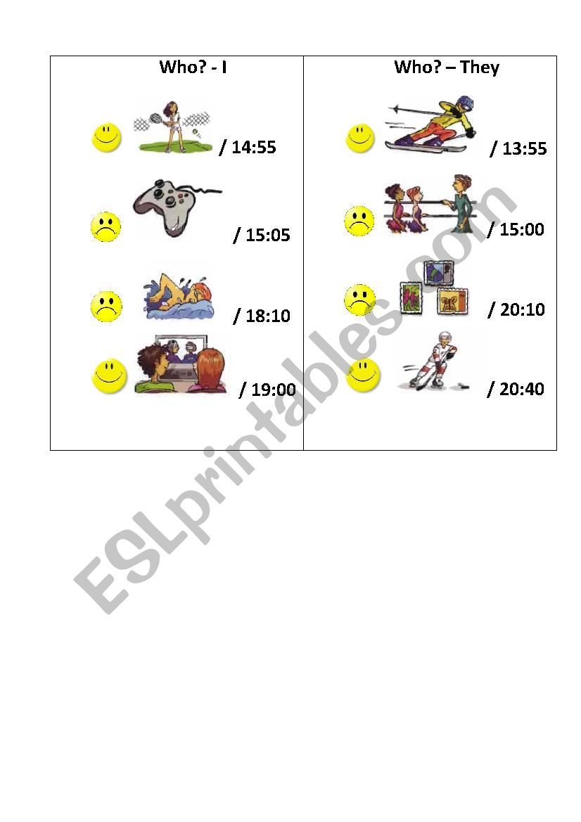 Present Simple speaking cards worksheet