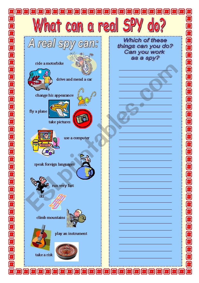 Can you be a spy? worksheet