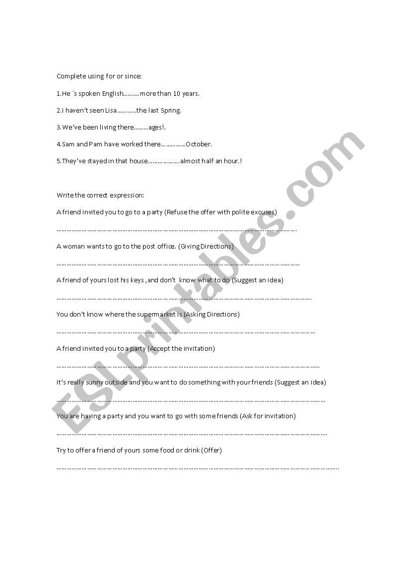 Pre Int.Level worksheet