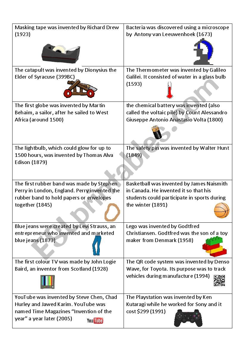 Passive Voice inventions worksheet