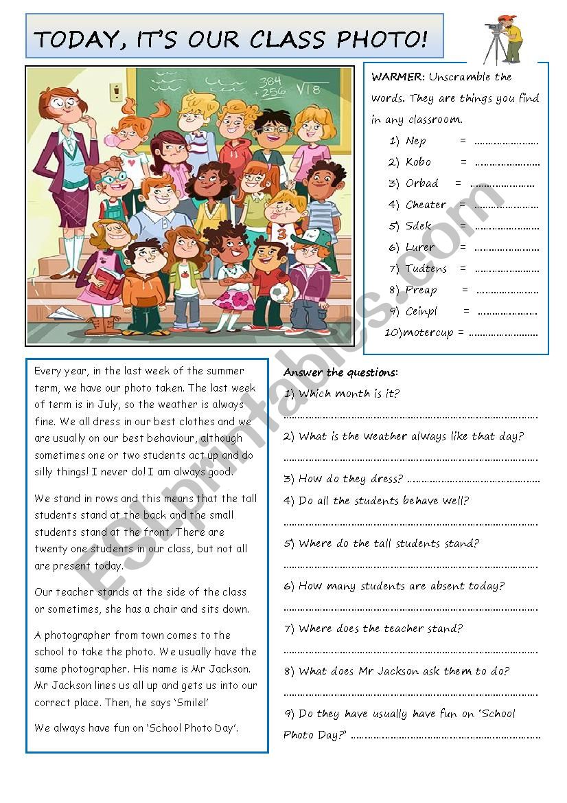 Class Photo! worksheet