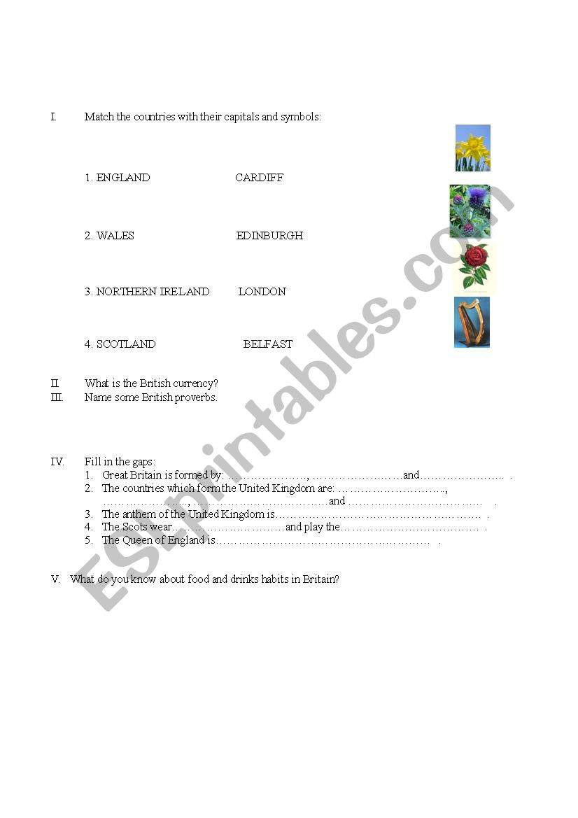 Spotlight on the UK worksheet