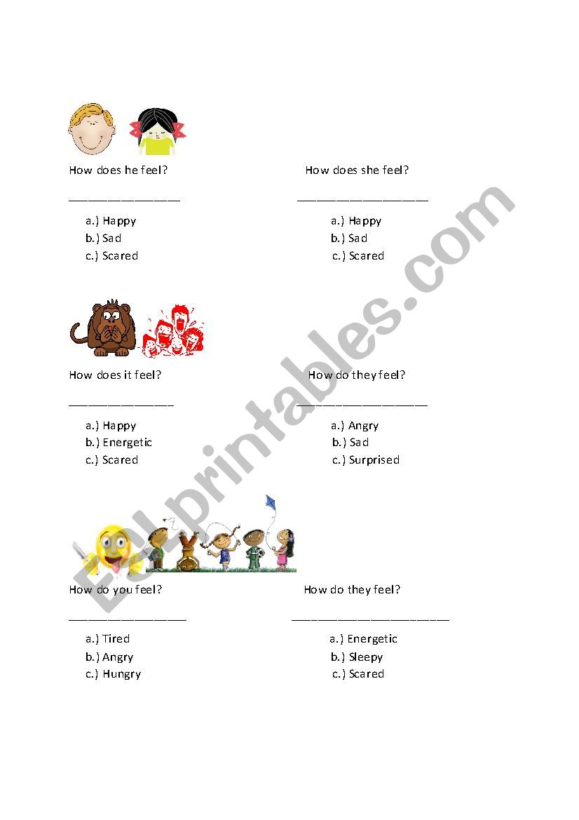 Emotions worksheet