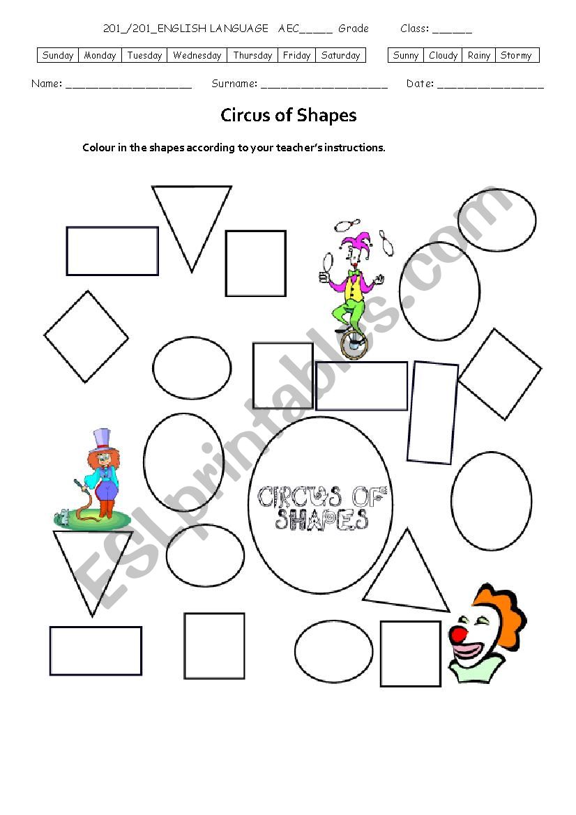 Shapes worksheet