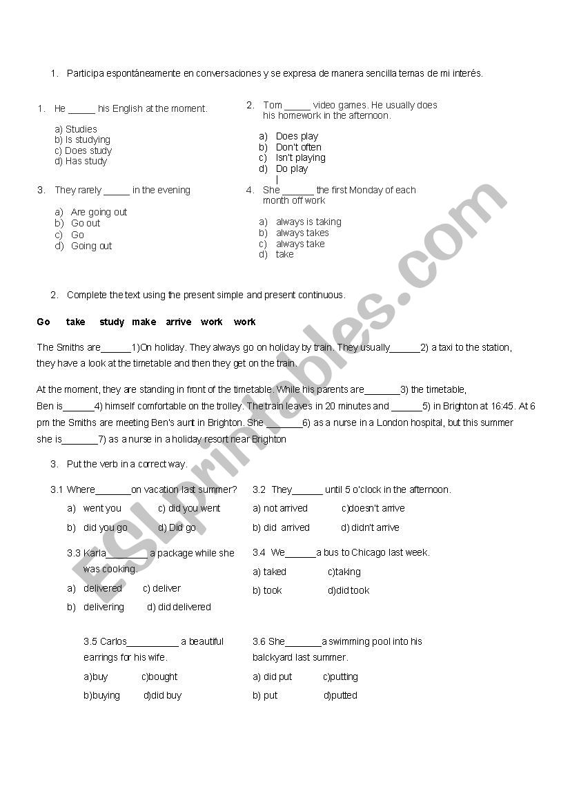 present simple  worksheet