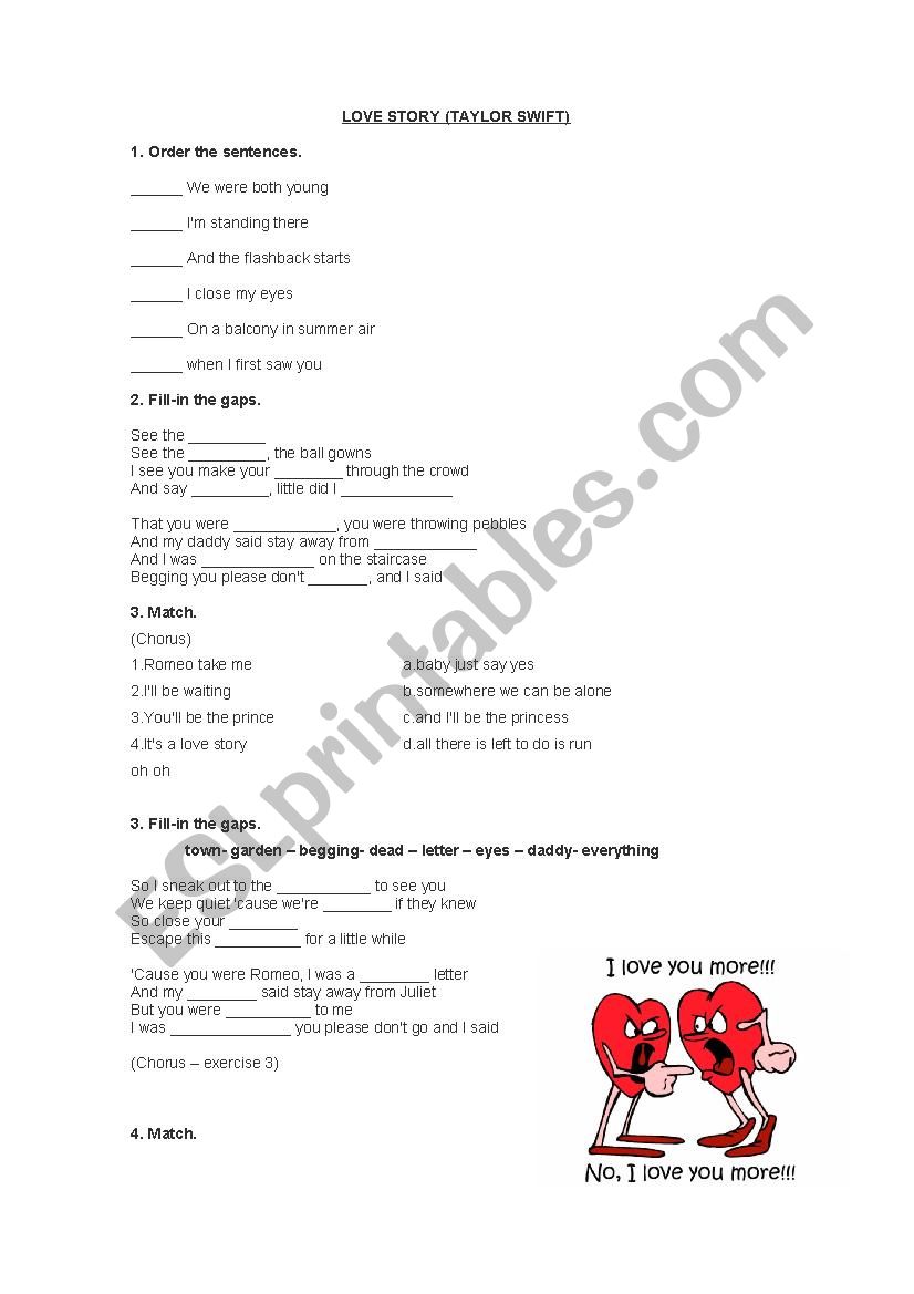 LOVE STORY lyrics worksheet