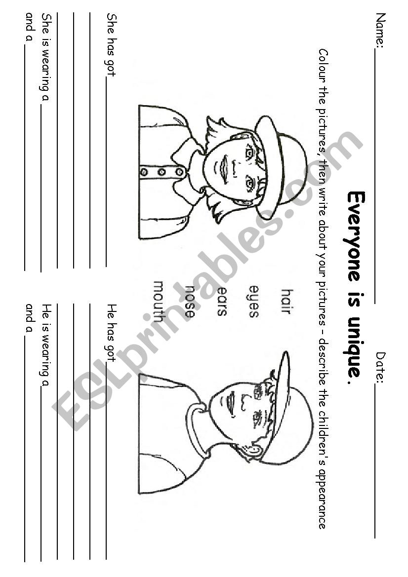 Parts of the face/ Clothes worksheet
