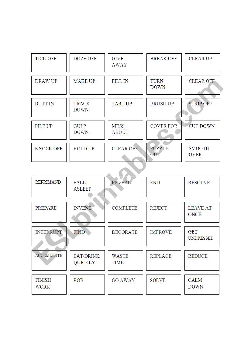 Phrasal Verbs worksheet