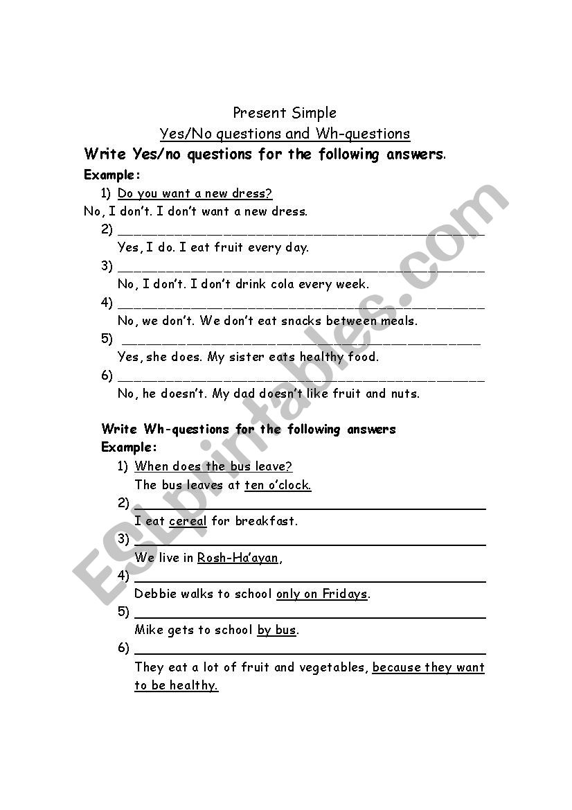 present simple questions  worksheet