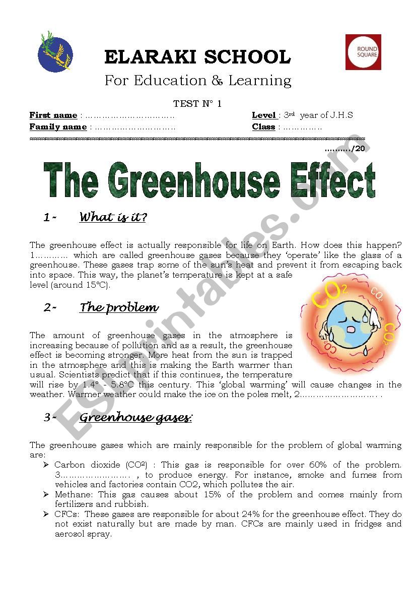 global warming worksheet