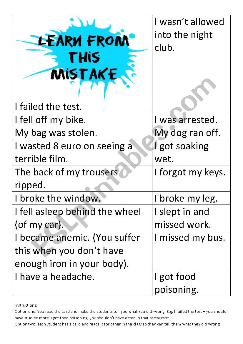 Speaking exercise to practise 