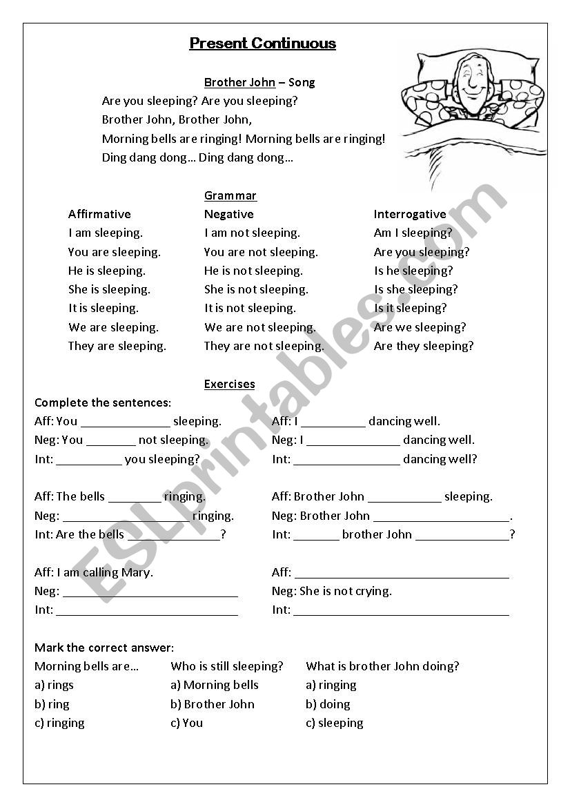 Present Continuous - Grammar, Exercise, Folkloric Song