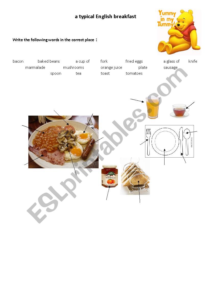 Typical English breakfast worksheet