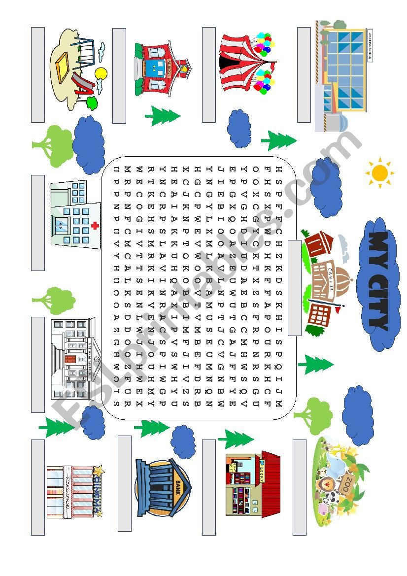 My City Wordsearch worksheet