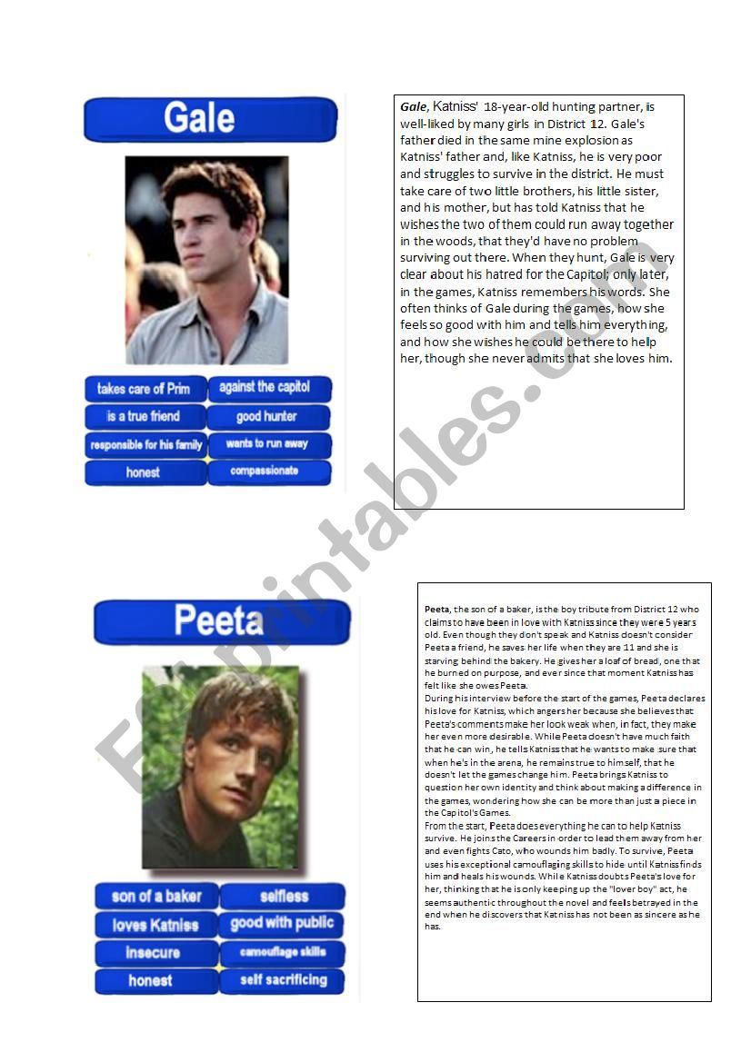 The Hunger Games Part 2 worksheet