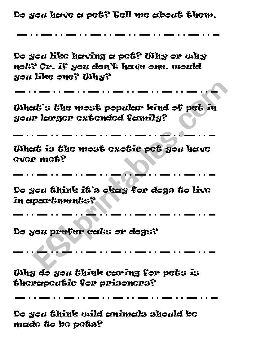 conversation questions worksheet