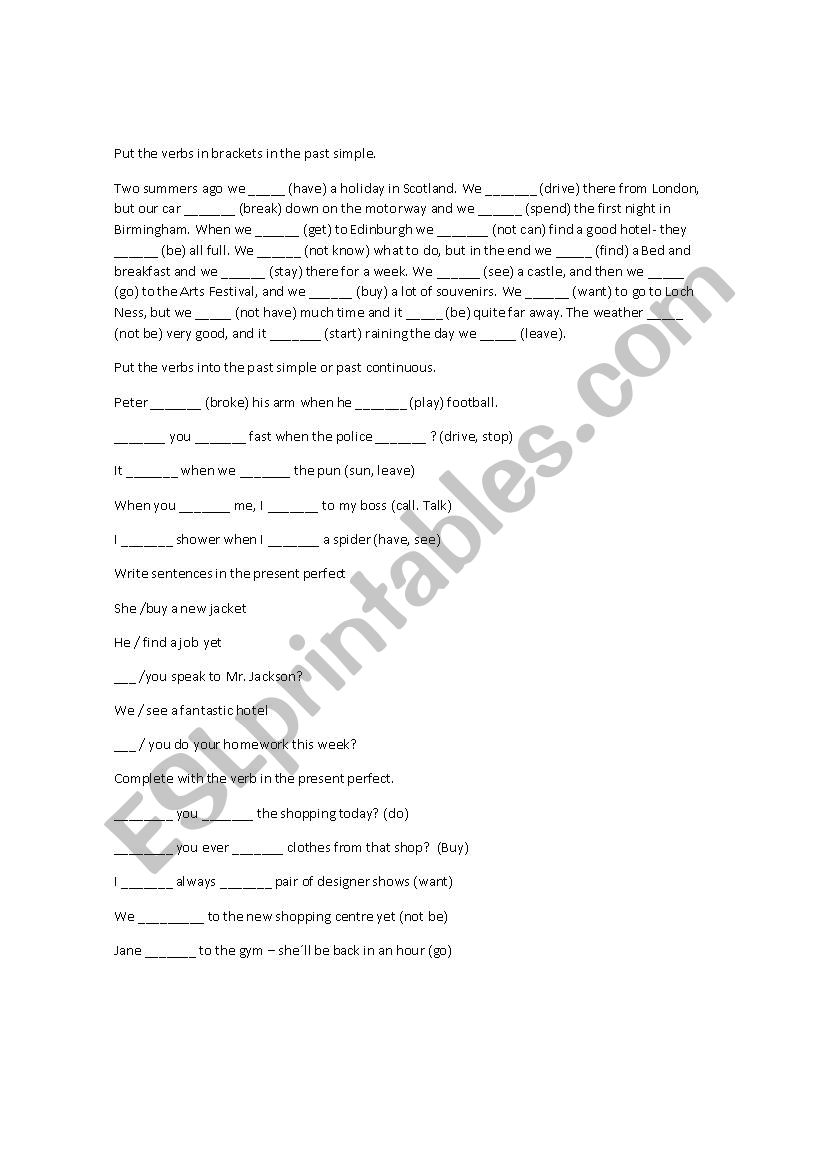 past simple practice  worksheet