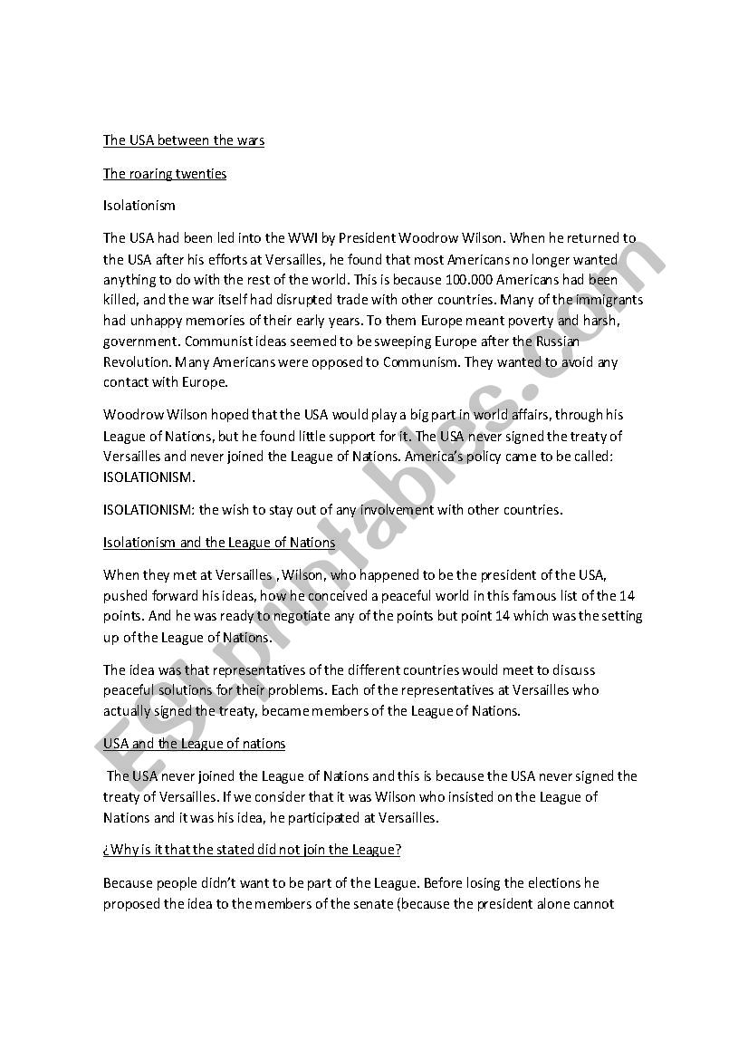History worksheet