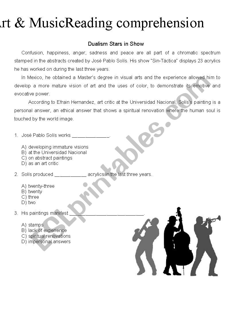 Art&Music (Multiple Choice) worksheet