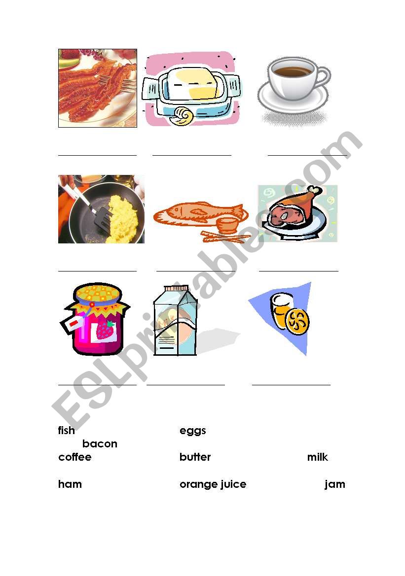 Food vocabulary worksheet