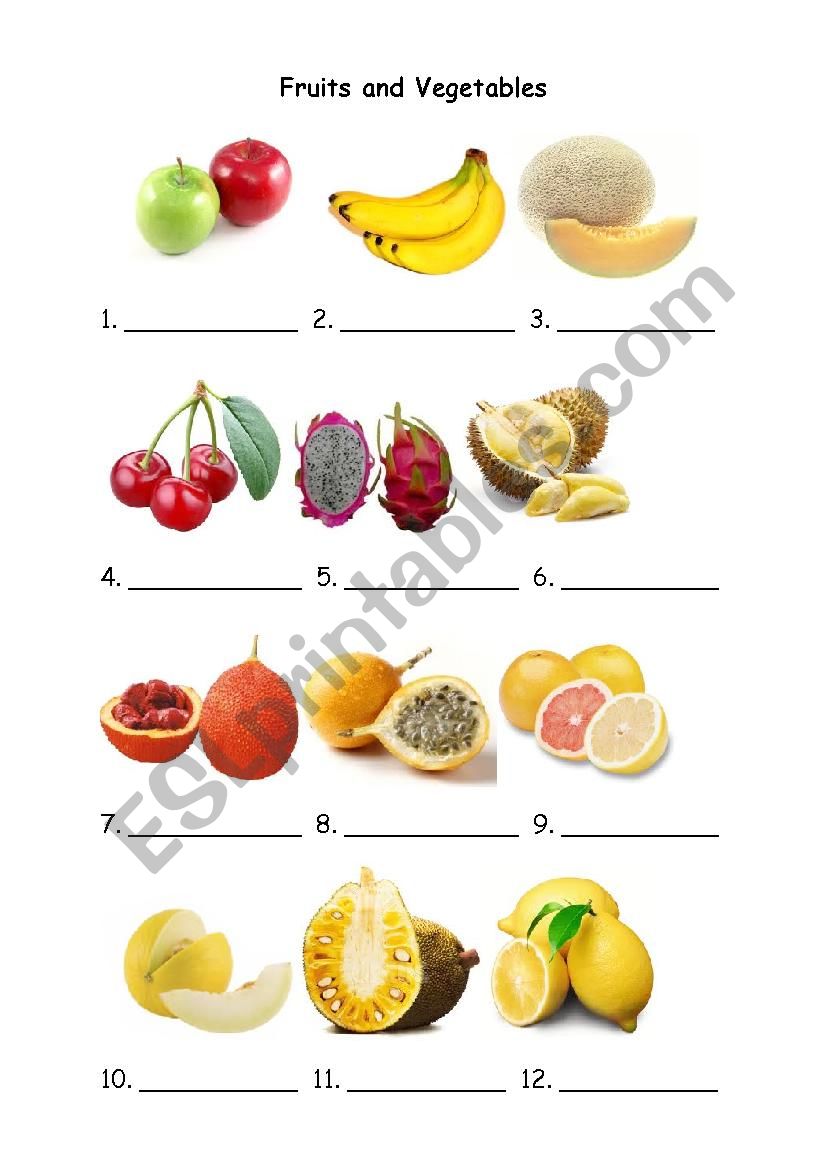 Fruits and Vegetables worksheet