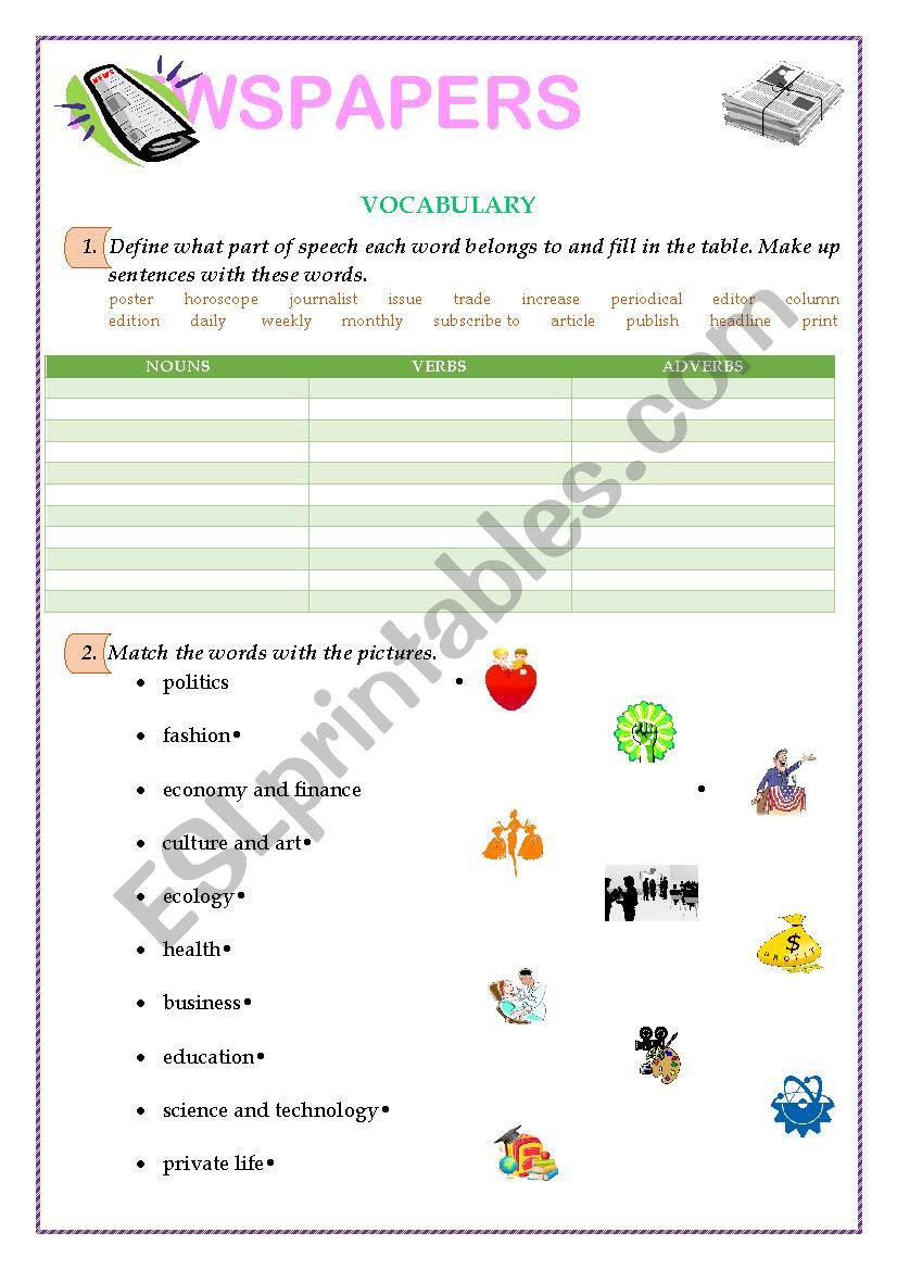 The Press  worksheet