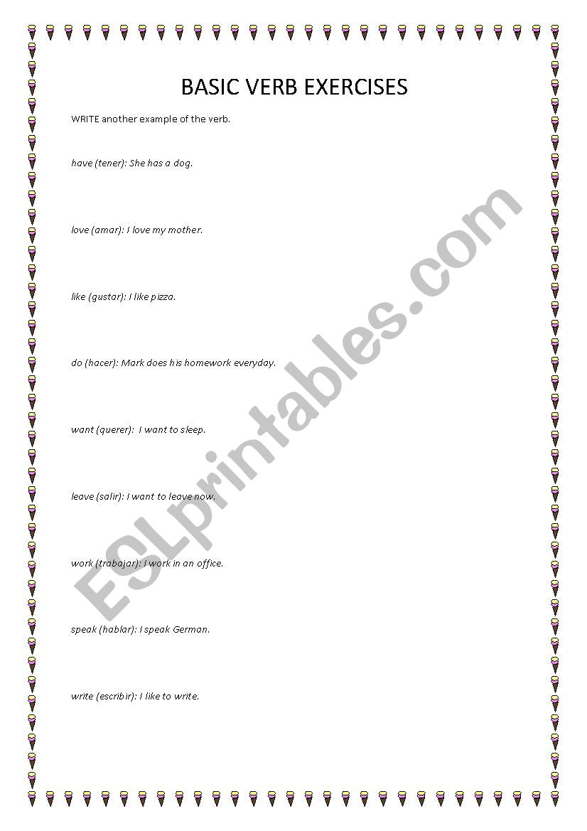 Basic verbs worksheet