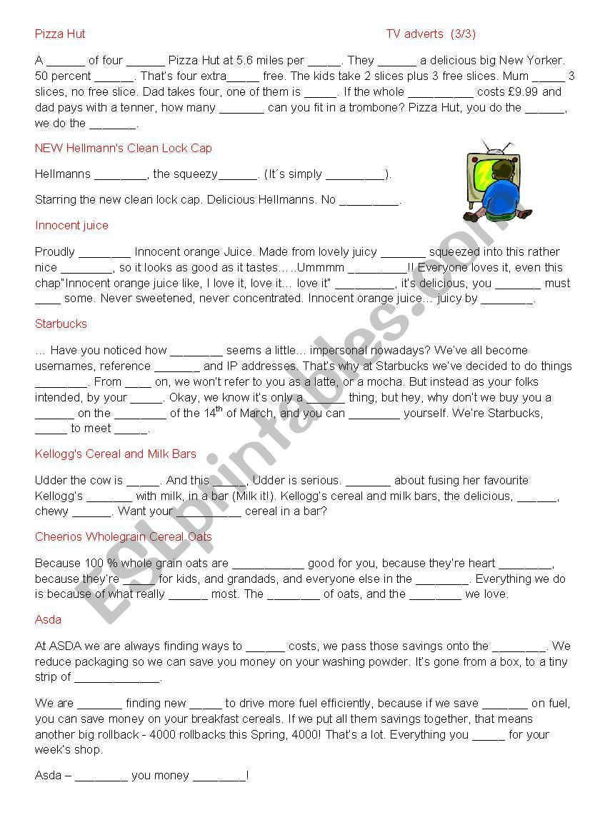  TV adverts (3/3) worksheet