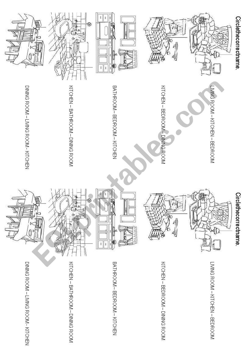 Parts of the house worksheet