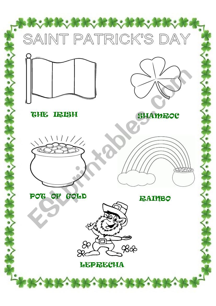 Saint Patricks Day coloring and pictionary