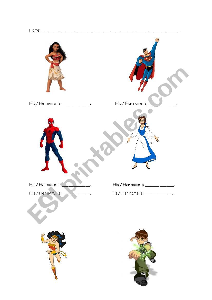 HIS and HER for kids II worksheet