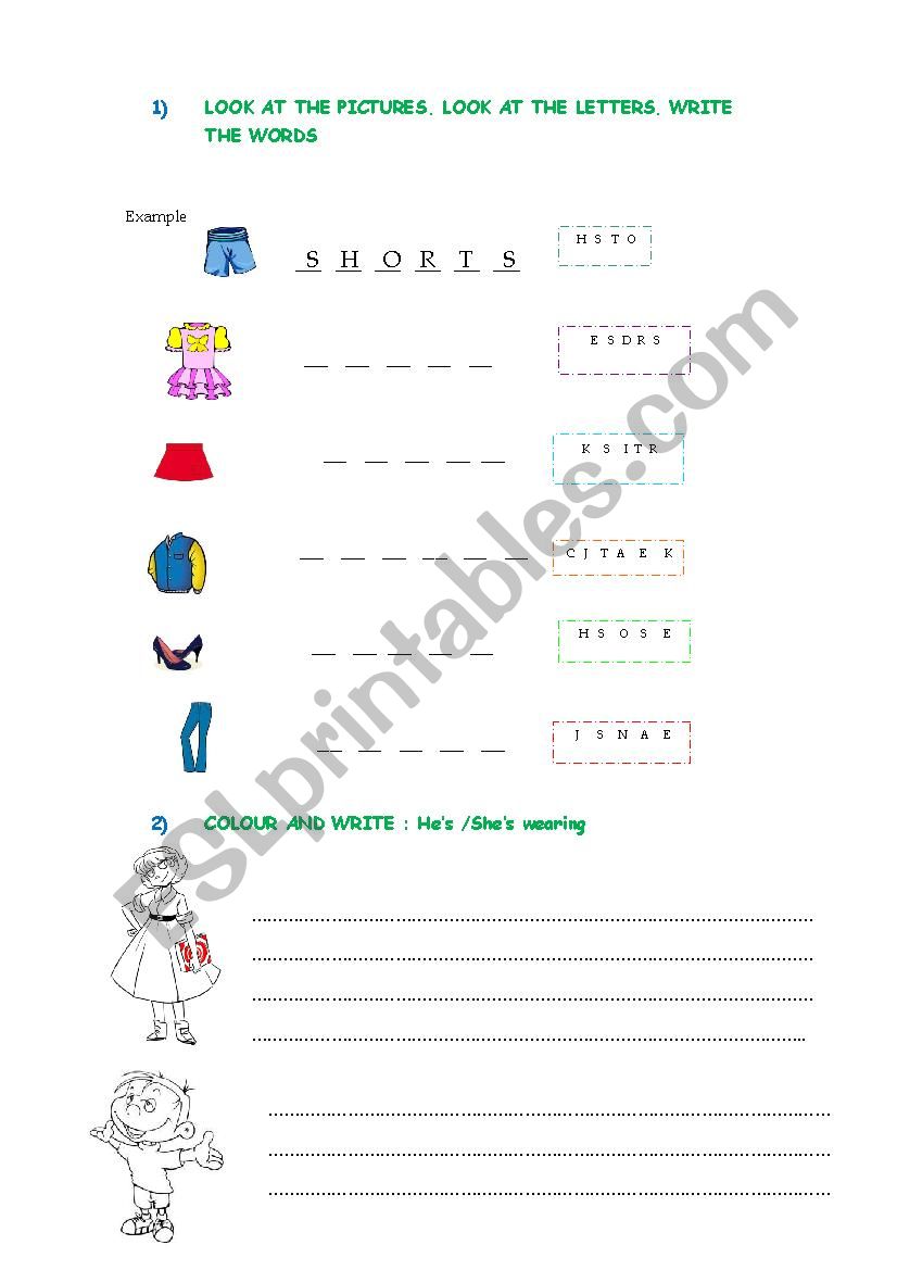 CLOTHES worksheet