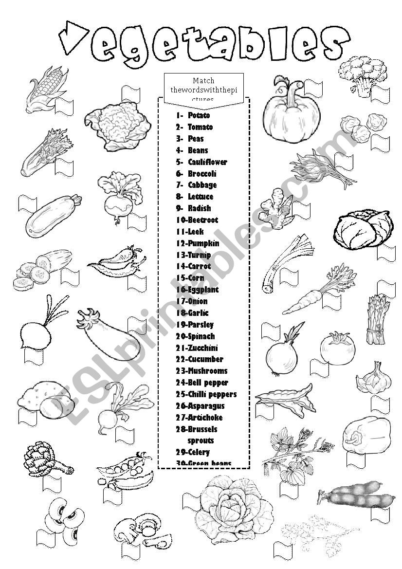 Vegetables worksheet