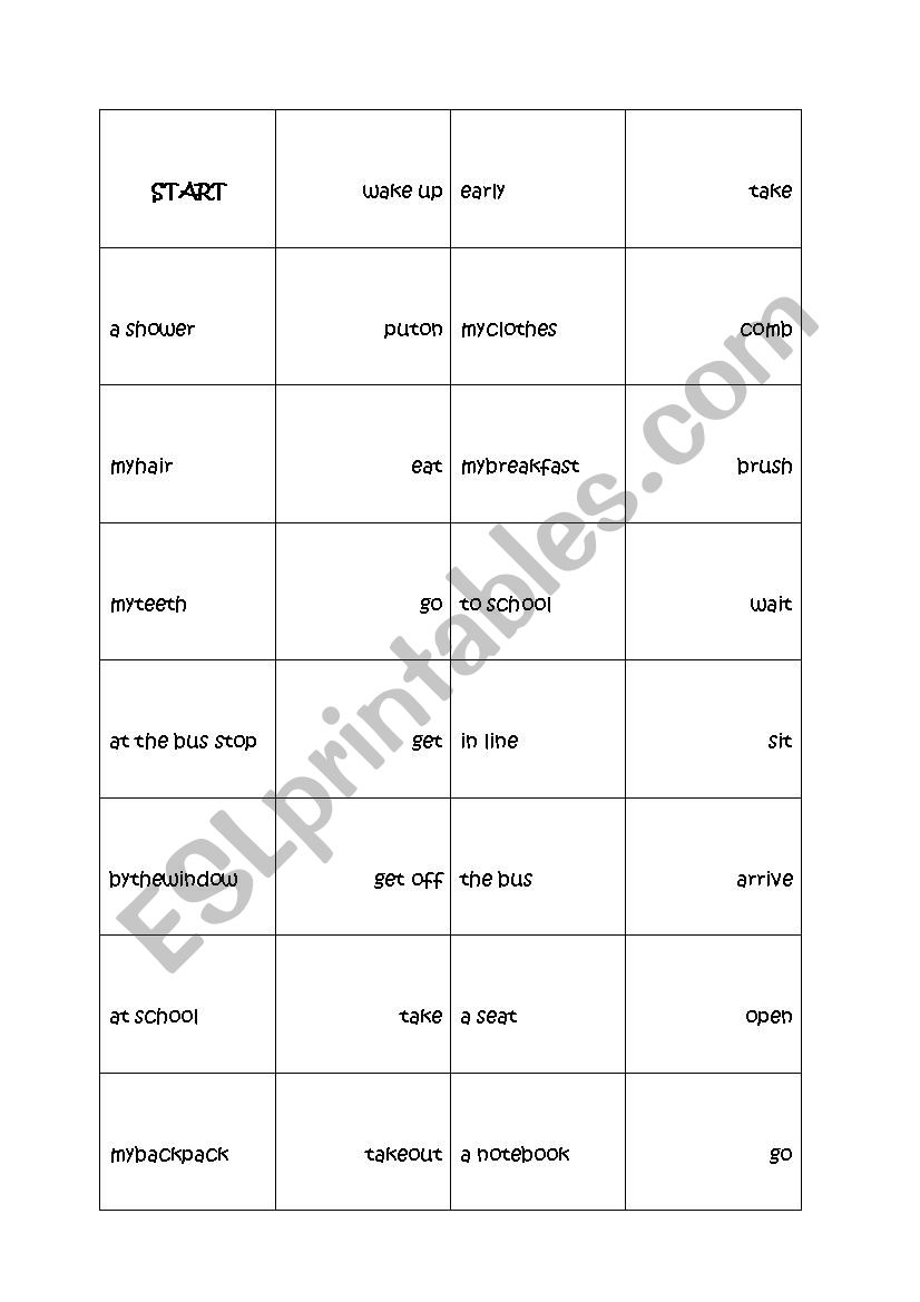 DAILY ROUTINES DOMINOES worksheet