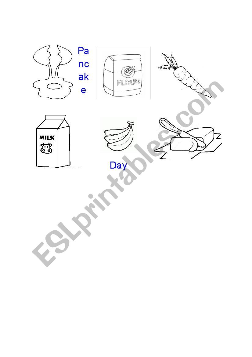 Pancake day, easy beginner worksheet