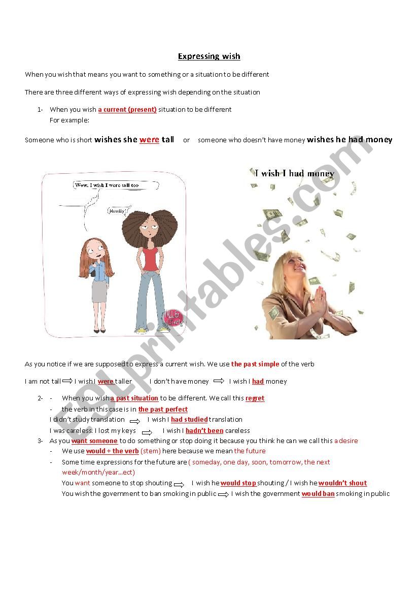 wish-sentences-esl-worksheet-by-elishenkova