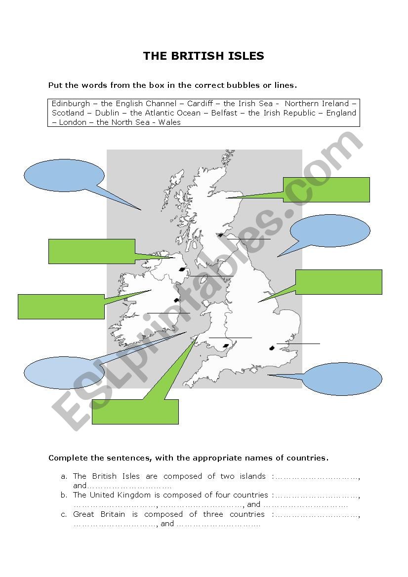 The British Isles worksheet