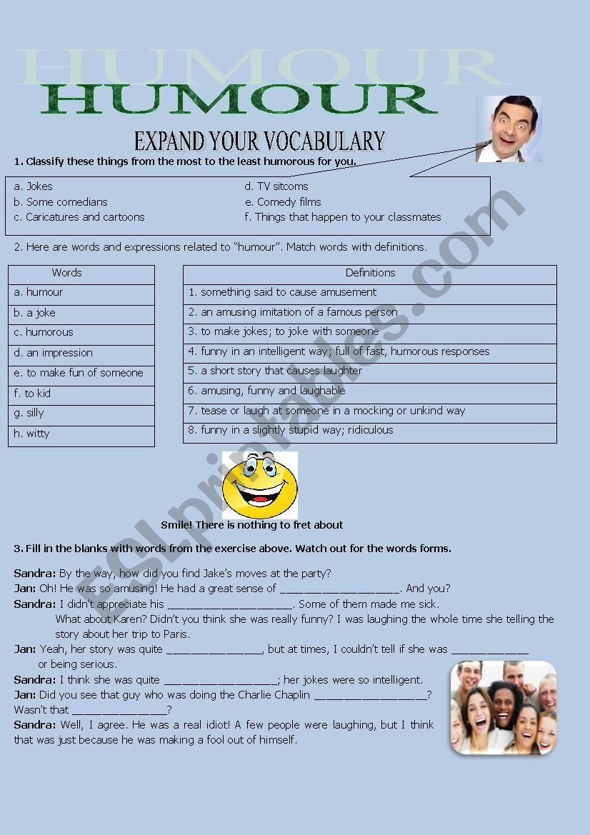 HUMOUR worksheet