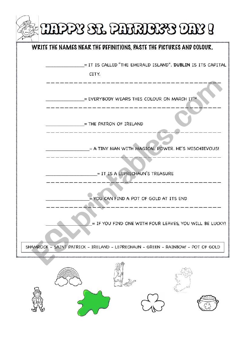 ST.PATRICKS DAY ACTIVITY worksheet