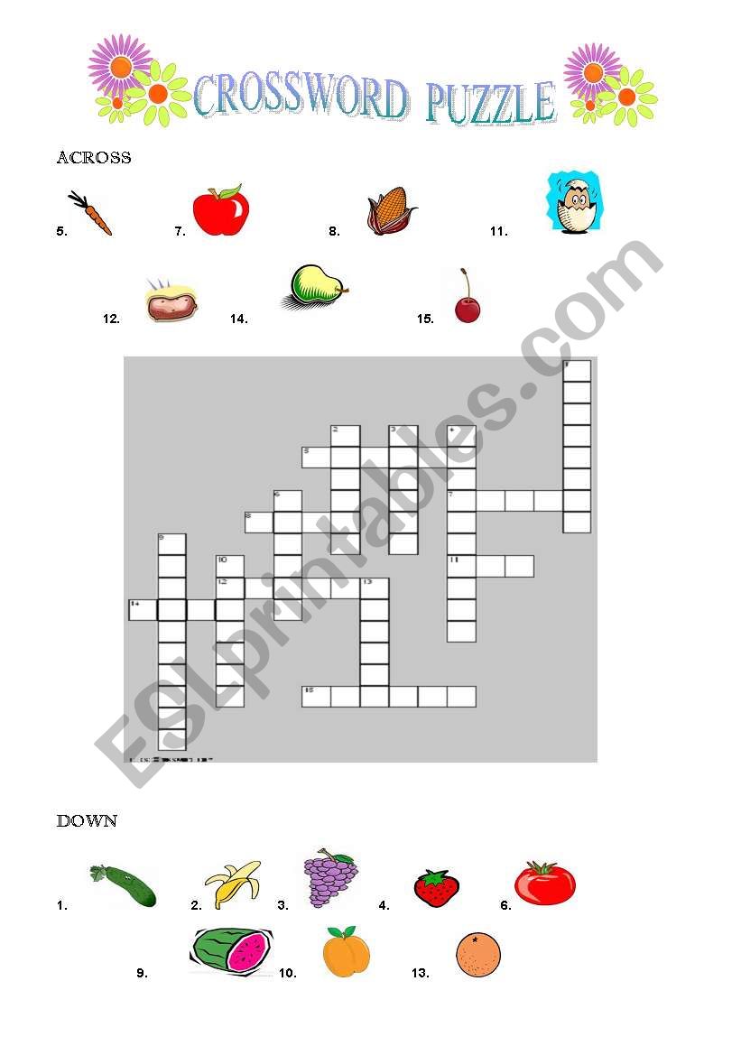 COUNTABLE  FOODCROSSWORD worksheet