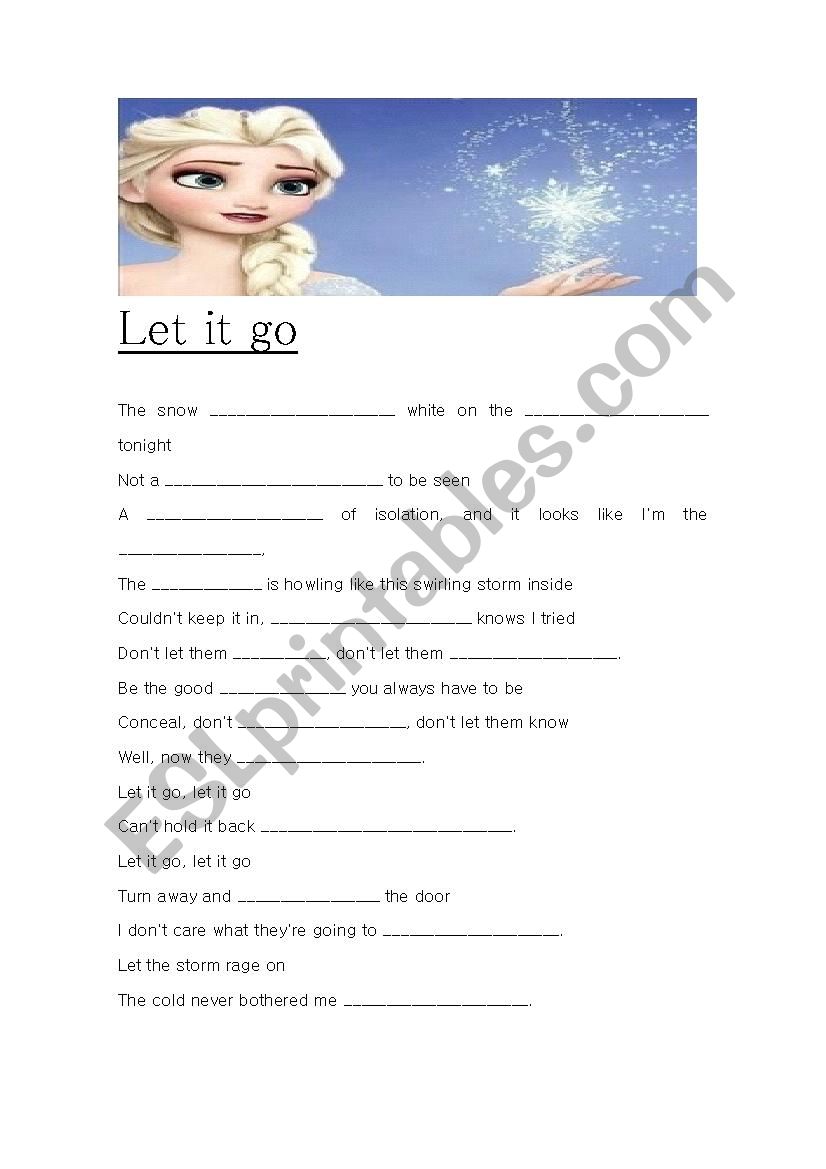 Let it go worksheet