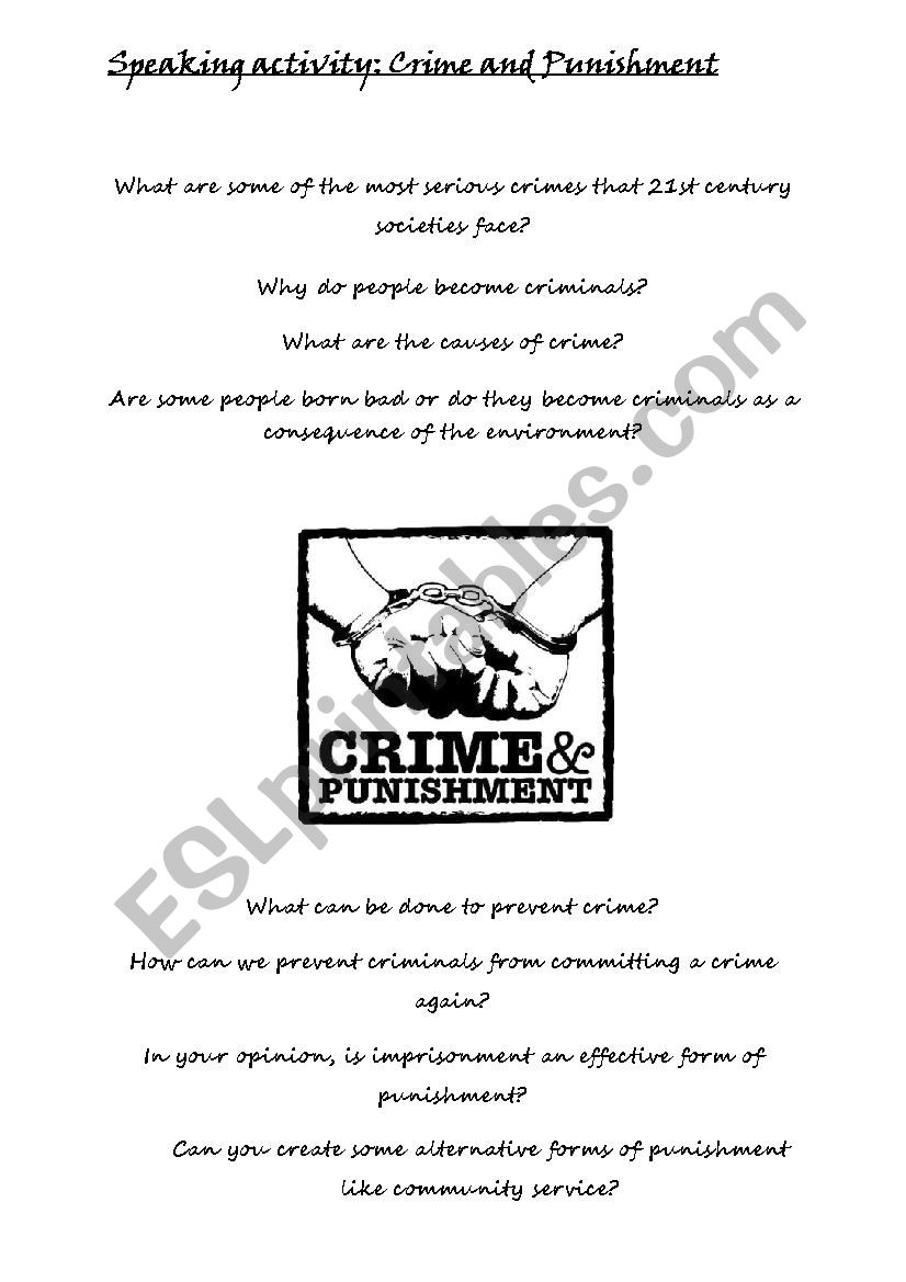 crime and punishment worksheet