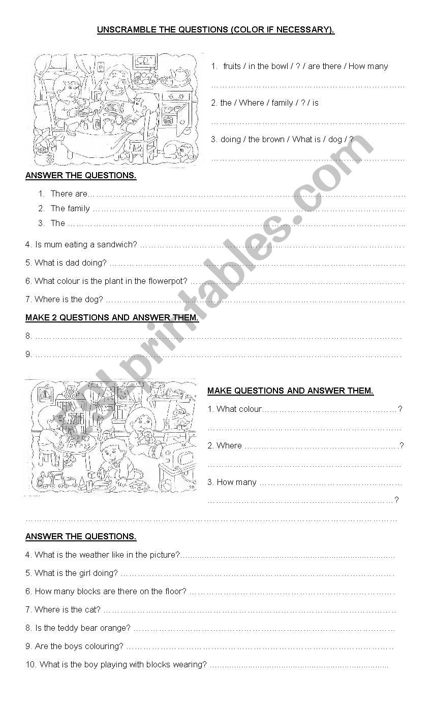 Questions worksheet