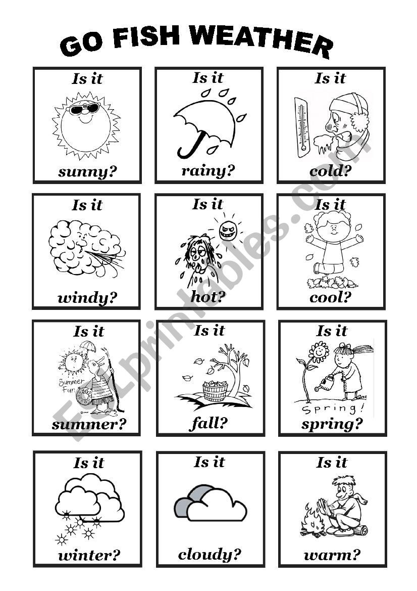 GO fish WEATHER VOCABULARY worksheet