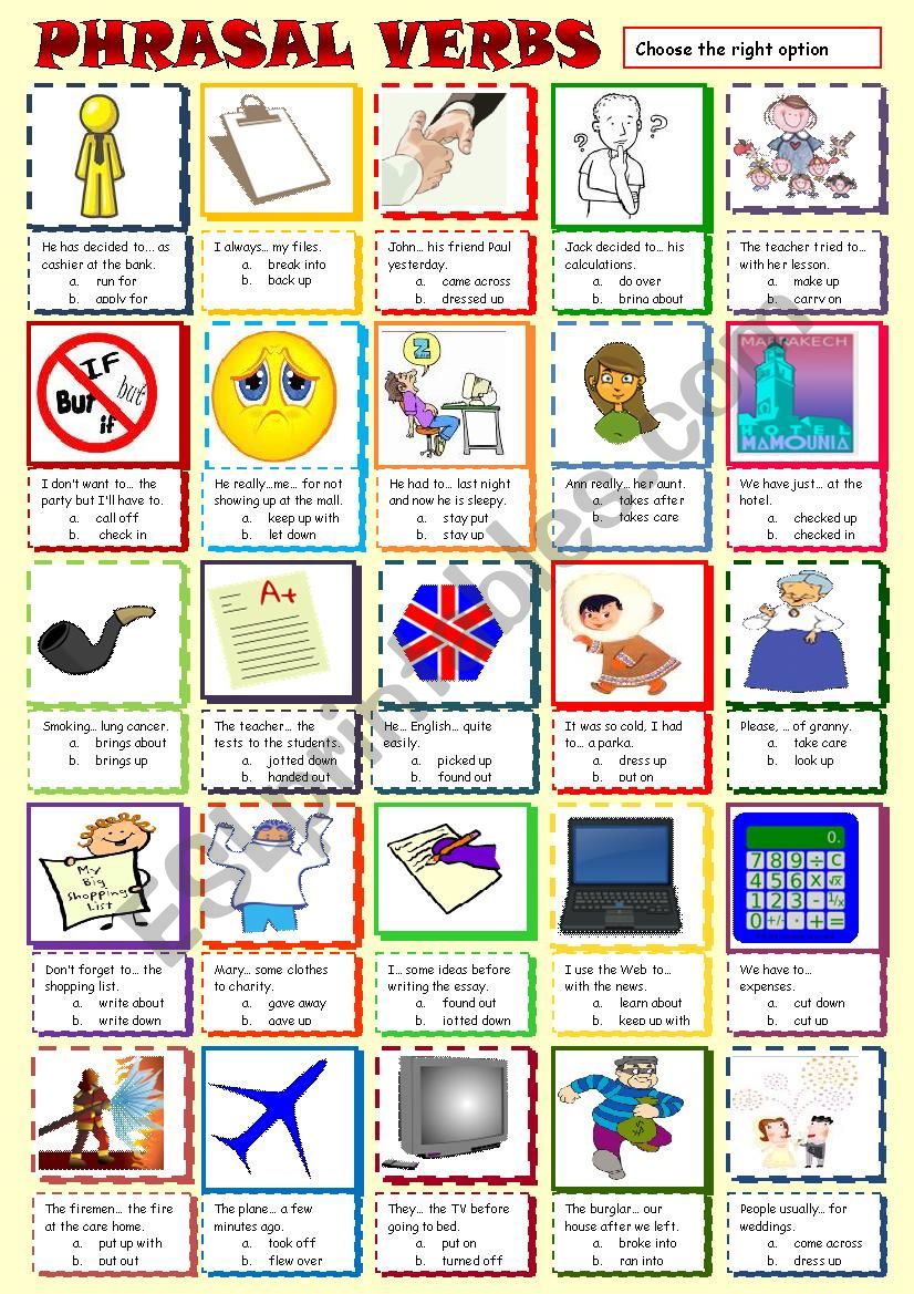 Phrasal verbs worksheet