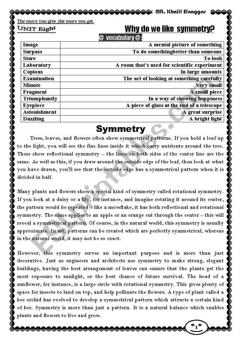 symmetry worksheet