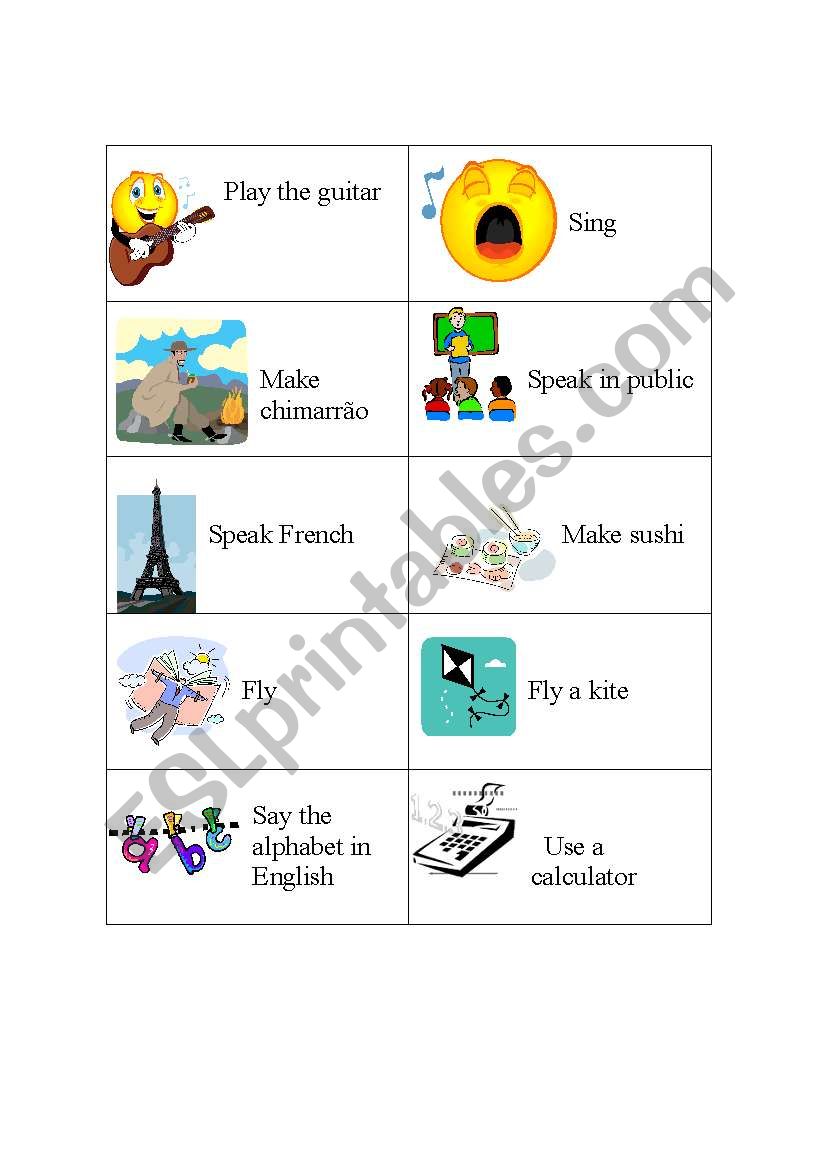 activity cards worksheet