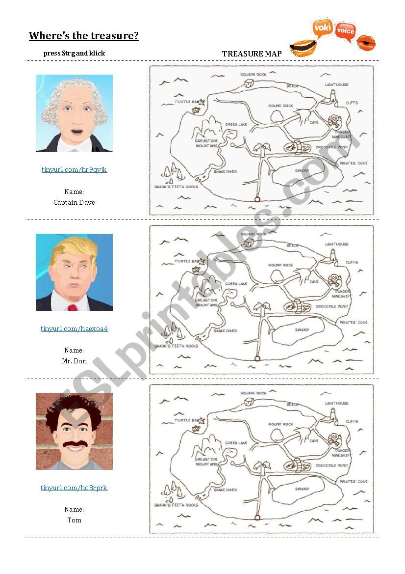 WhereÂ´s the treasure? worksheet